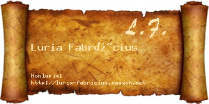 Luria Fabrícius névjegykártya